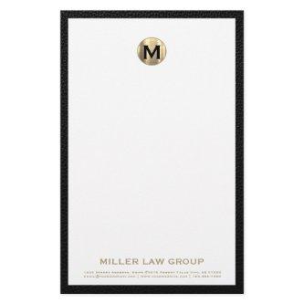 Elegant Brushed Gold Monogram Stationery