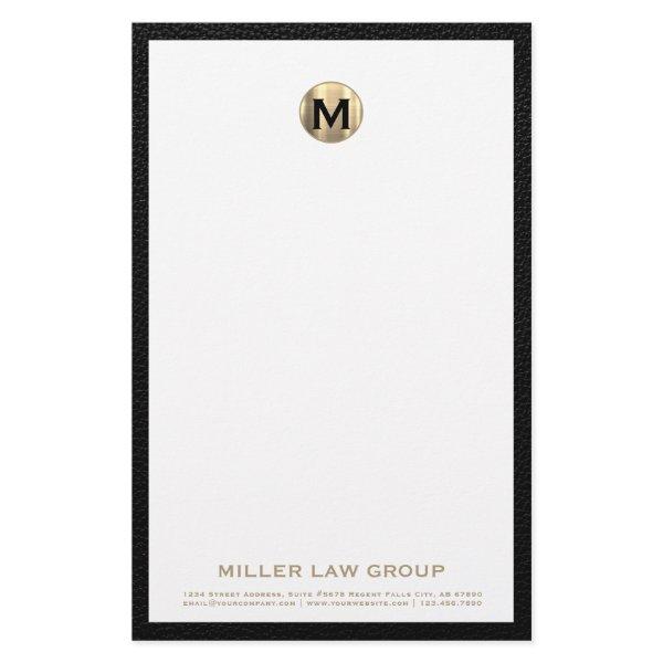 Elegant Brushed Gold Monogram Stationery