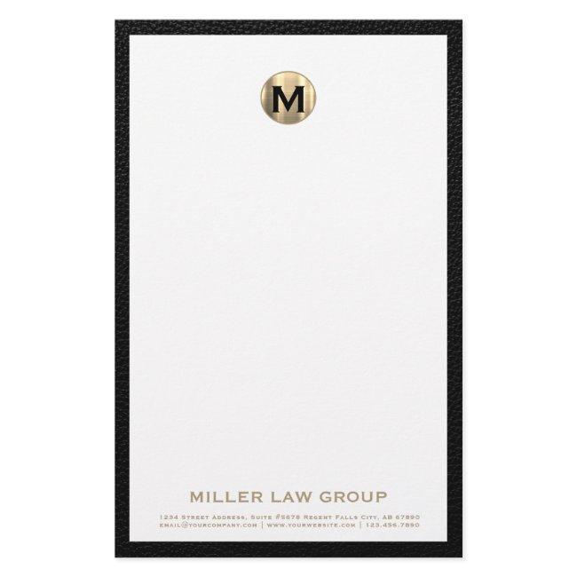 Elegant Brushed Gold Monogram Stationery