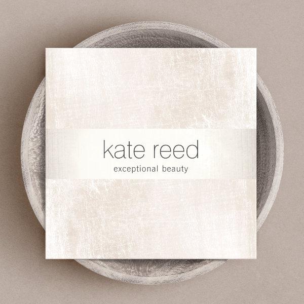 Elegant Brushed White Marble Silver Stripe Square