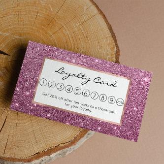 Elegant burgundy pink abstract girly glitter loyalty card