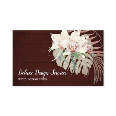 Elegant Burgundy White Floral Orchid Greenery