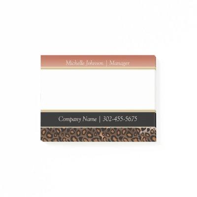Elegant Burnt Orange and Black Jaguar Print Post-it Notes