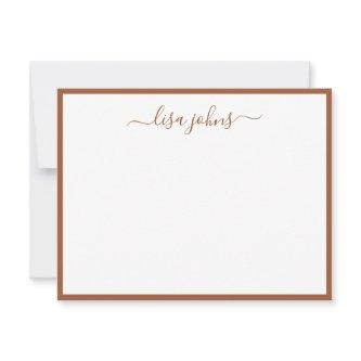 Elegant Burnt Orange Terracotta Professional Name Note Card