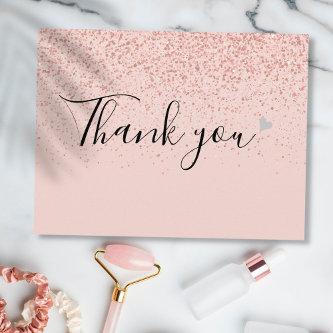 Elegant Business Script Thank You Rose Gold Postcard