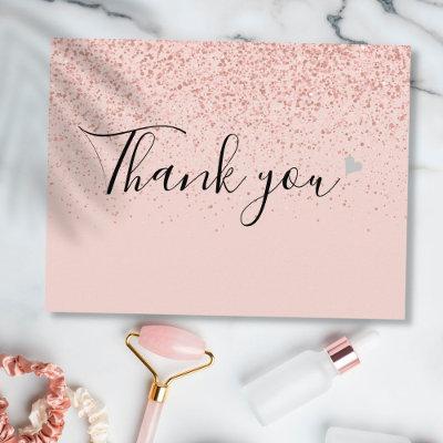 Elegant Business Script Thank You Rose Gold Postcard