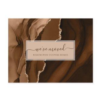 Elegant Business We've Moved Gold Gemstone Postcard