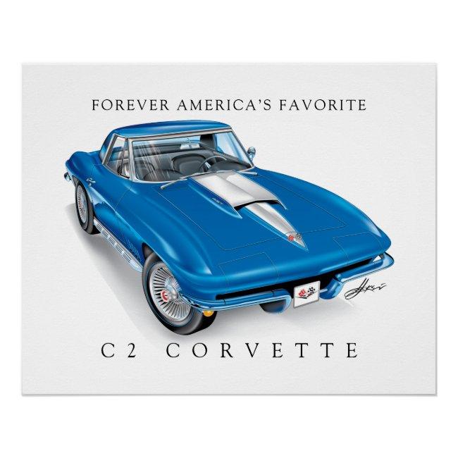 ELEGANT C-2 VETTE ILLUSTRATION POSTER