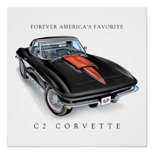 ELEGANT C-2 VETTE ILLUSTRATION POSTER
