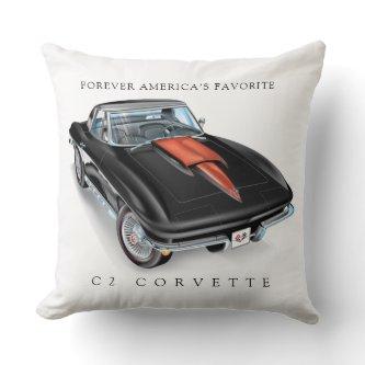 ELEGANT C-2 VETTE ILLUSTRATION THROW PILLOW