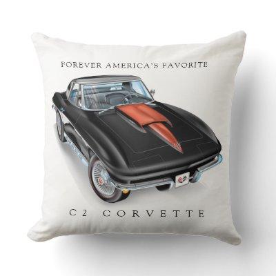 ELEGANT C-2 VETTE ILLUSTRATION THROW PILLOW