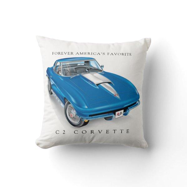 ELEGANT C-2 VETTE ILLUSTRATION THROW PILLOW