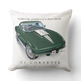 ELEGANT C-2 VETTE ILLUSTRATION THROW PILLOW
