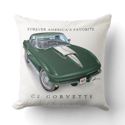ELEGANT C-2 VETTE ILLUSTRATION THROW PILLOW