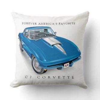 ELEGANT C-2 VETTE ILLUSTRATION THROW PILLOW