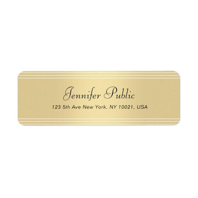 Elegant Calligraphed Script Modern Faux Gold Sleek Label