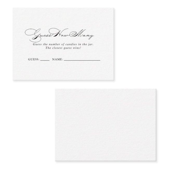 Elegant Calligraphy Guess How Many Game Card