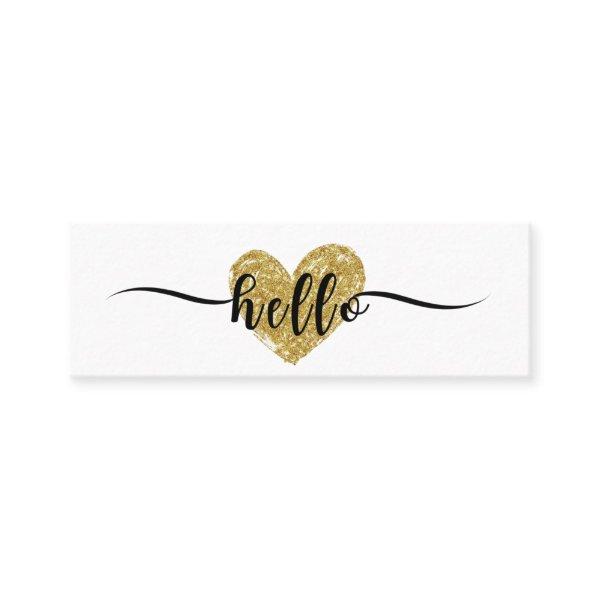 Elegant calligraphy Hello Heart Gold Glitter  Mini