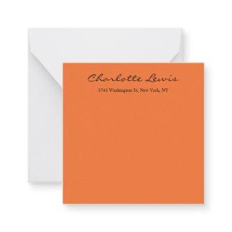 Elegant Calligraphy Plain Orange Legible Text Note Card