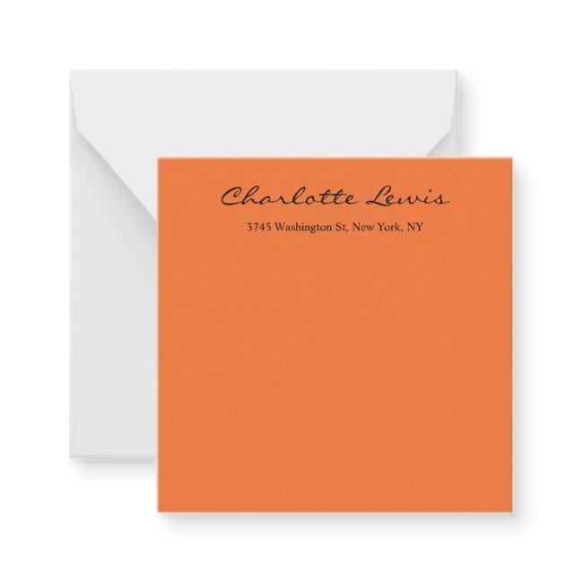 Elegant Calligraphy Plain Orange Legible Text Note Card