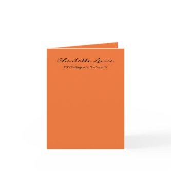 Elegant Calligraphy Plain Orange Legible Text Note Card