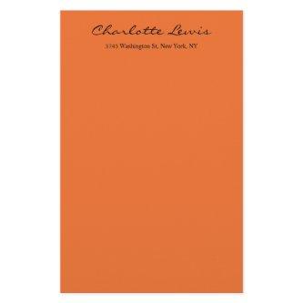 Elegant Calligraphy Plain Orange Legible Text Stationery