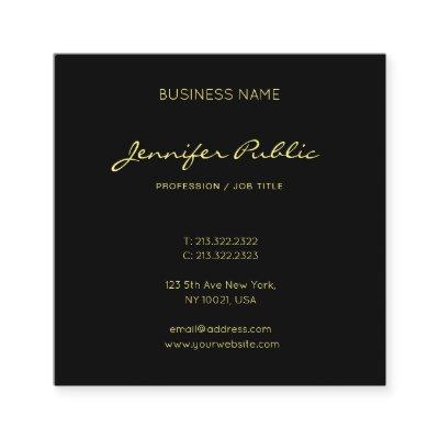 Elegant Calligraphy Script Black Gold Trendy Luxe Square