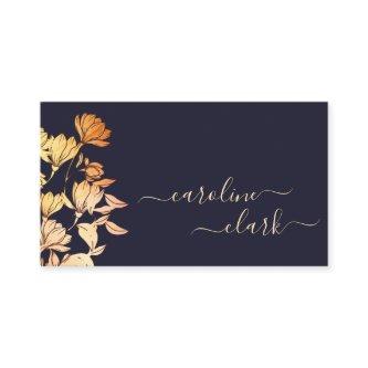 Elegant Calligraphy Signature Floral Navy Blue