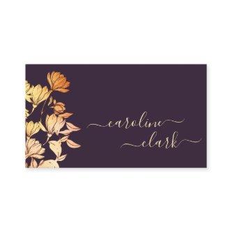 Elegant Calligraphy Signature Floral Plum Rose