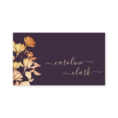 Elegant Calligraphy Signature Floral Plum Rose