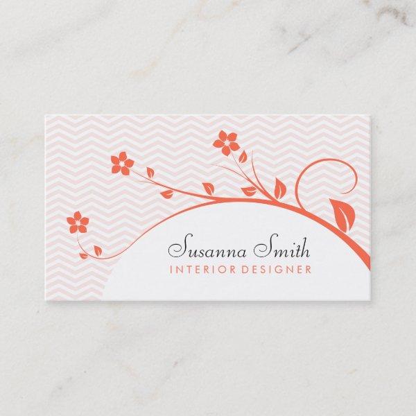 Elegant card of business with flowers and chevrón