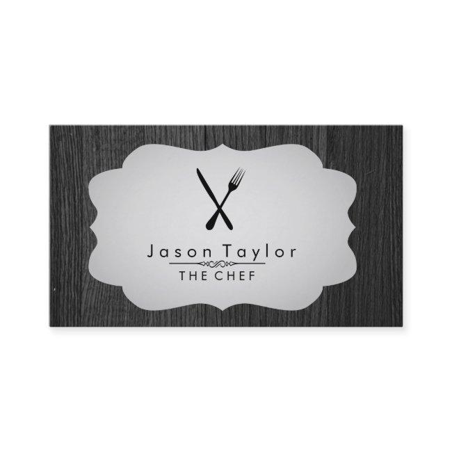 Elegant Chef Catering Retro Knife Fork Wood Gray
