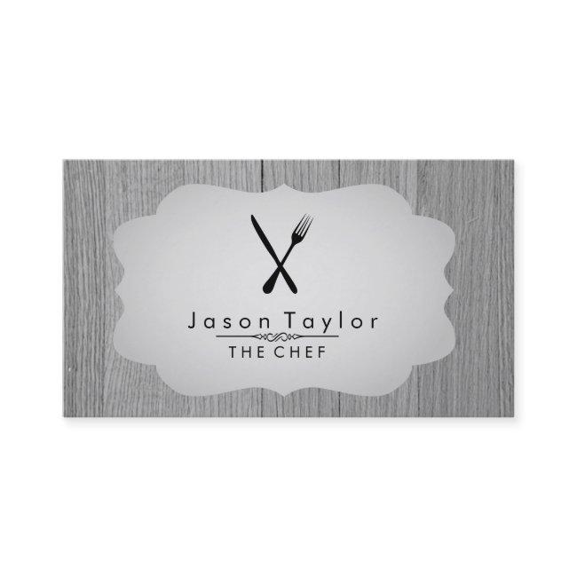 Elegant Chef Catering Retro Knife Fork Wood Gray