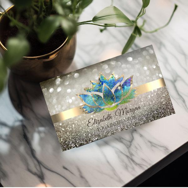 Elegant Chic Bokeh Gold,Blue Lotus Yoga