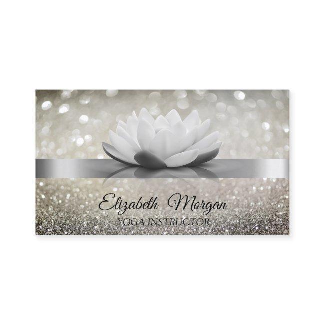 Elegant Chic Bokeh Silver,Lotus Yoga
