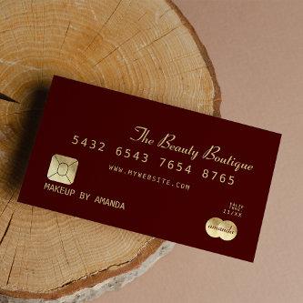 Elegant Chic Burgundy Gold Luxury Credit Card
