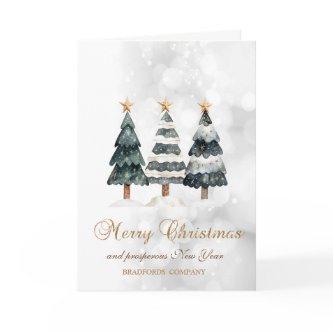 Elegant Chic Christmas Trees ,Bokeh Company Holiday Card