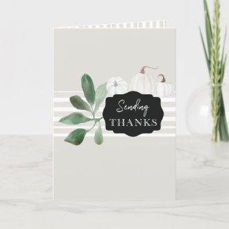 Elegant chic Cream "Sending Thanks" Thanksgiving Holiday Card