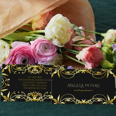 Elegant Chic Fancy Gold Ornate Frame On Black