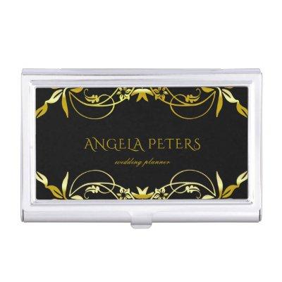 Elegant Chic Fancy Gold Ornate Frame On Black   Case