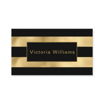 Elegant Chic Gold and Black Shimmer Foil Stripe