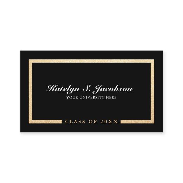 Elegant chic gold black graduation class of name c calling card