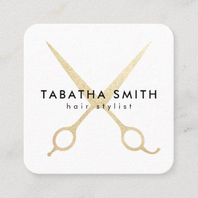 Elegant chic gold foil scissors hair stylist salon square