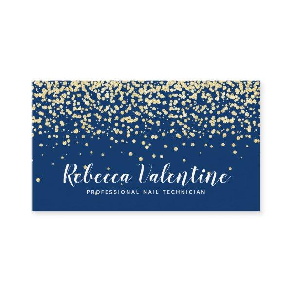 Elegant chic gold glitter confetti plain navy blue
