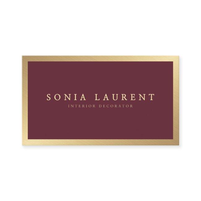 Elegant chic gold metallic marsala red minimalist