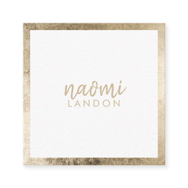Elegant chic gold modern square minimalist white square