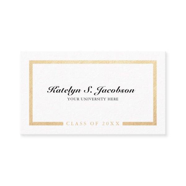 Elegant chic gold white graduation class of name c calling card