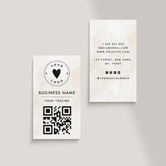 Elegant Chic Marble Add Your QR Code & Logo Simple