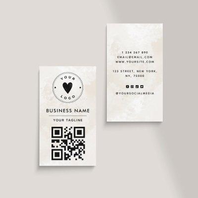 Elegant Chic Marble Add Your QR Code & Logo Simple