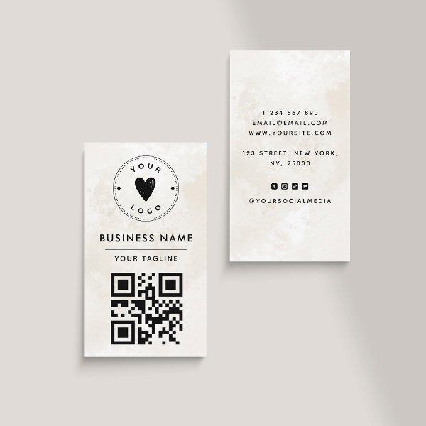 Elegant Chic Marble Add Your QR Code & Logo Simple